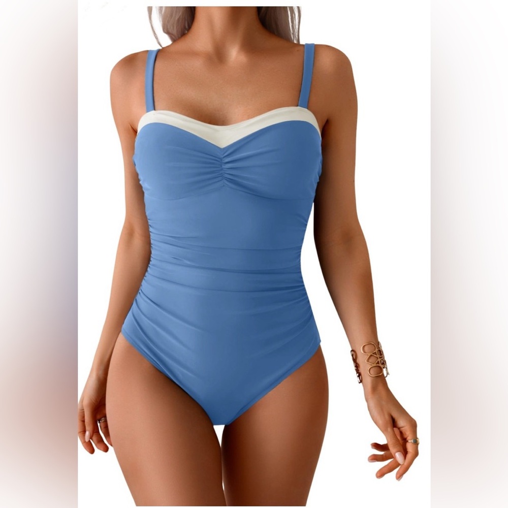 NWT- One Piece Swimsuit Tummy Control Color Block Bathing Suit - Large